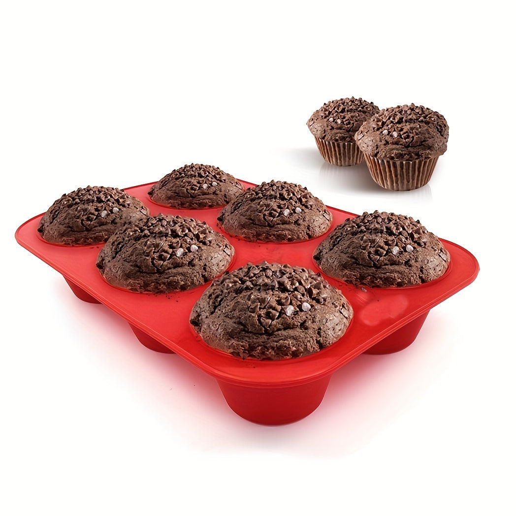 Silicone Muffin Pan 6 Cavity Non-Stick Cupcake Mold for Baking Pudding Kitchen Gadgets