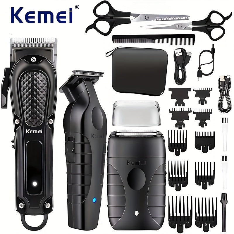 Pack of 4 professional hair clippers for men USB rechargeable 1500mAh lithium battery includes guide combs