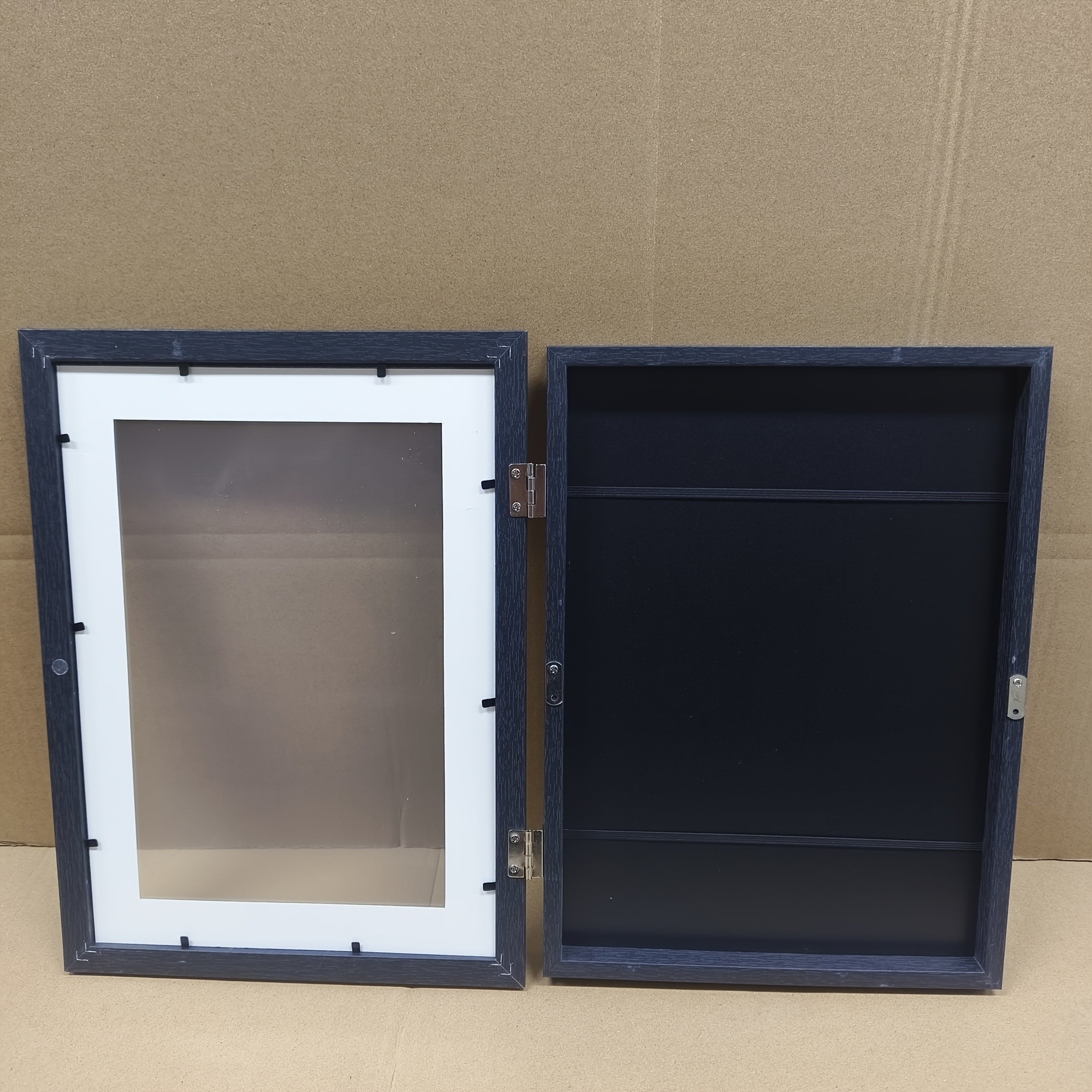 2 ta A4 yog'och devor ramkalar to'plami, oldinga ochiladigan rasmlar uchun, zamonaviy shaffof magnitli burilish dizayni