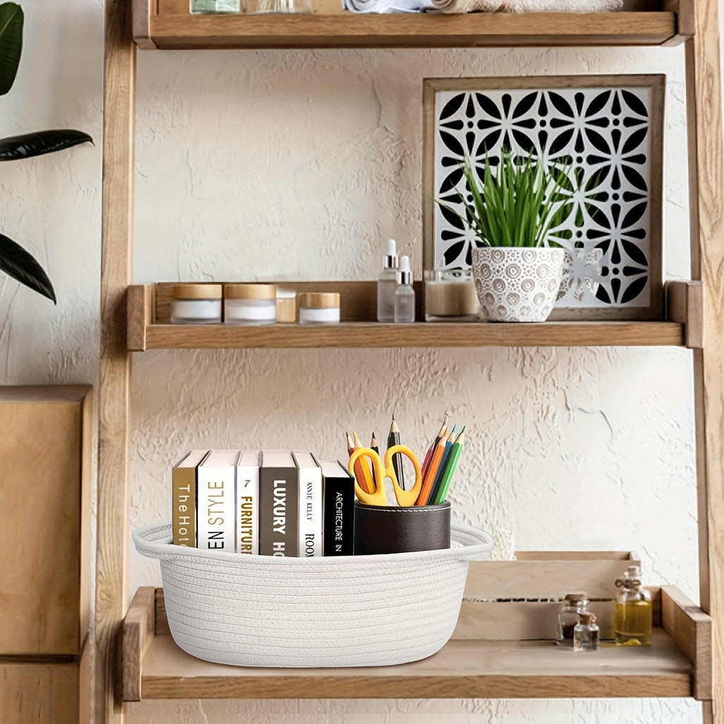 Cesta tejida pequeña con bolsa de regalo y lazo para regalar o almacenar