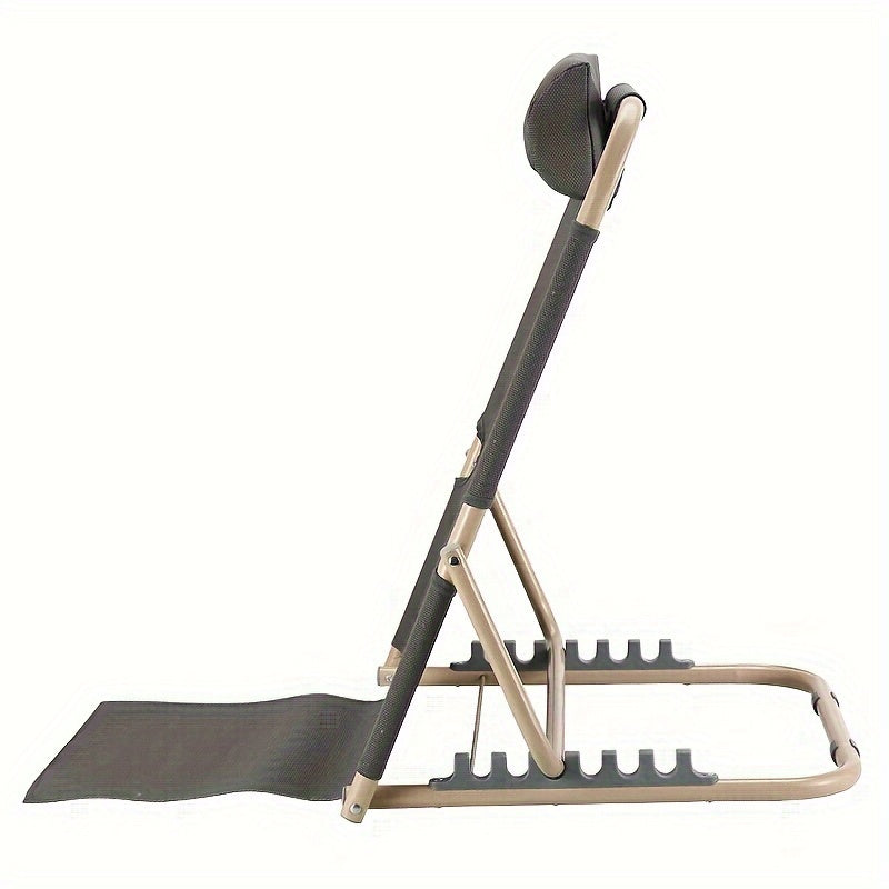 Серый регулируемый спинный стул из полиэстерового материала, складной диван-кровать Lazy, подходящий для спальни или татами. Это большое компьютерное кресло для кровати поставляется с подголовником и удлиненной подставкой для ног.