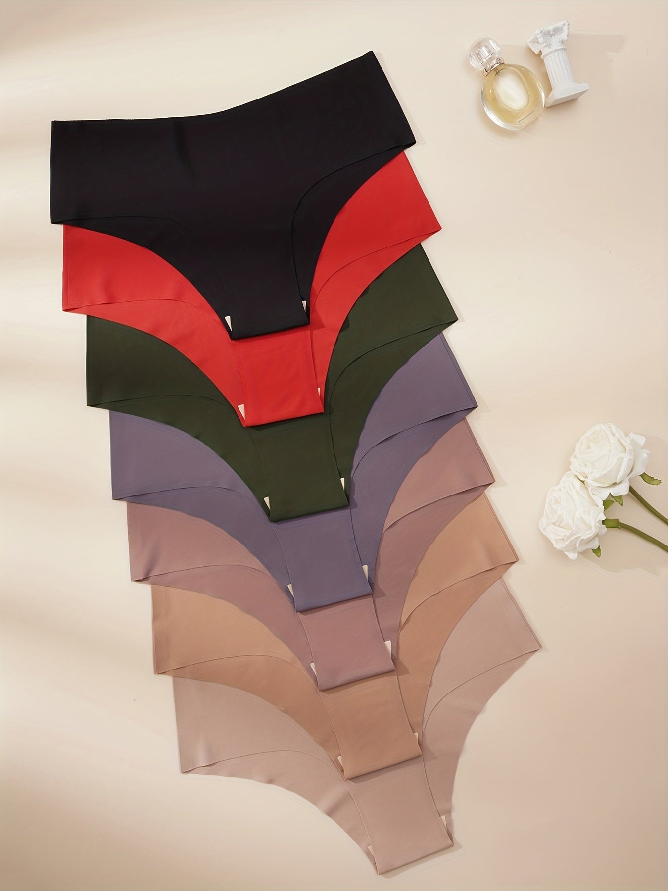 Women’s Seamless Hipster Panties 7 Pack Solid Color Knit Fabric Comfortable Underwear