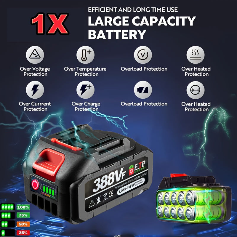 Lithium-Ion Power Tool Battery for Brushless Drill Wrenches 1300mAh Rechargeable