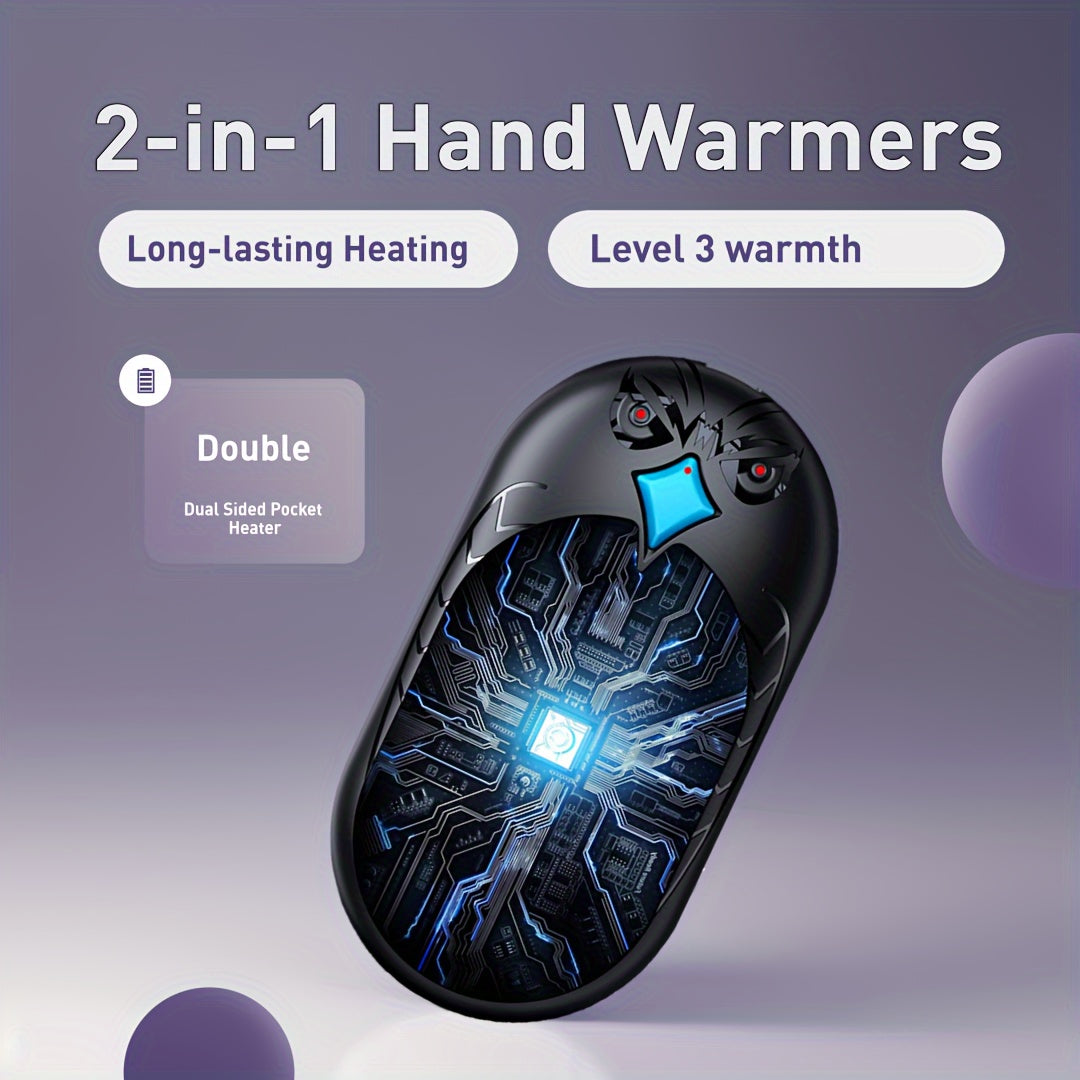2-Pack Rechargeable Hand Warmers Level 3 Heat USB Portable Pocket Heaters for Outdoor Camping Hunting