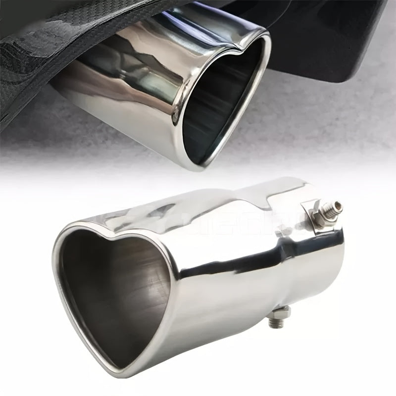 Unisex Stainless Steel Heart Shape Car Exhaust Tips 2.5 Inch Silver Color