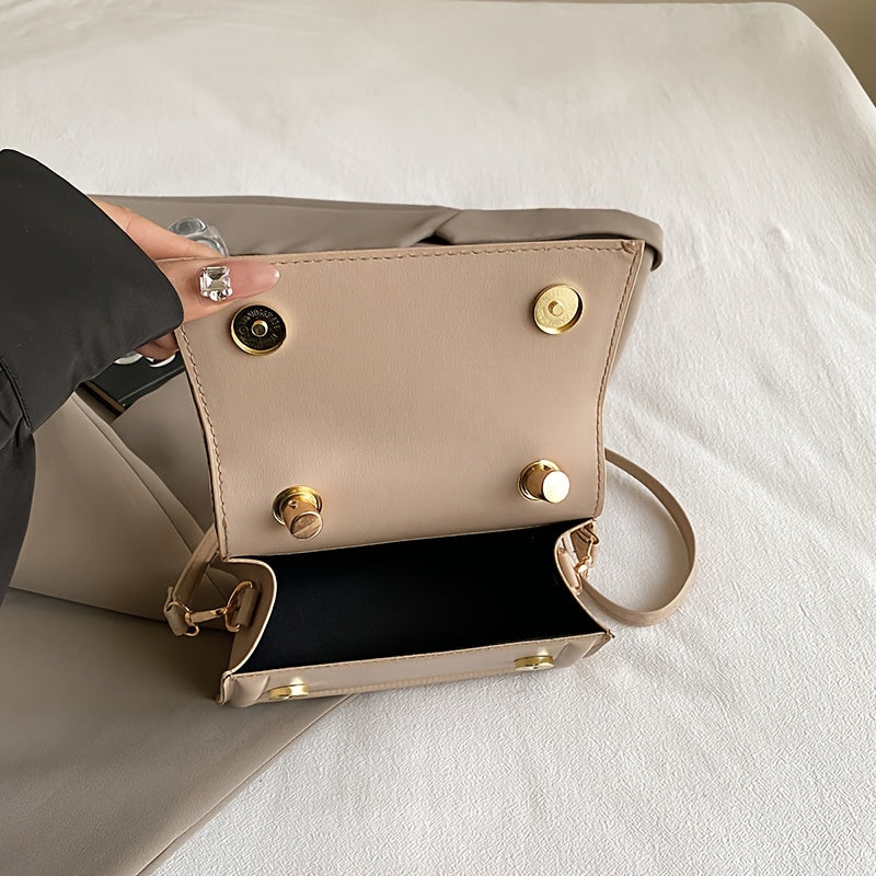 Fransuz Niche Dizayni Ayollar uchun Krossbody Sumka - Moslashuvchan Tasmali, Magnit Qopqoqi, Qora yoki Oq Sintetik Charmdan Yasalgan Kichik Kvadrat Kommuter Sumkasi | Zarif Kundalik Sumka | Murakkab