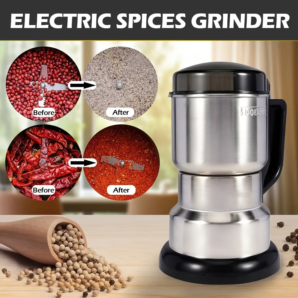 Electric Stainless Steel Coffee Grinder for Beans, Spices, Nuts, 10 Sec