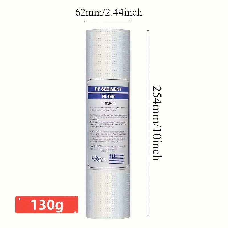 Oldindan filtrlash uchun suv filtri kartrijasi 1 mikron 25.4cm PP universal eritilgan choʻkindi