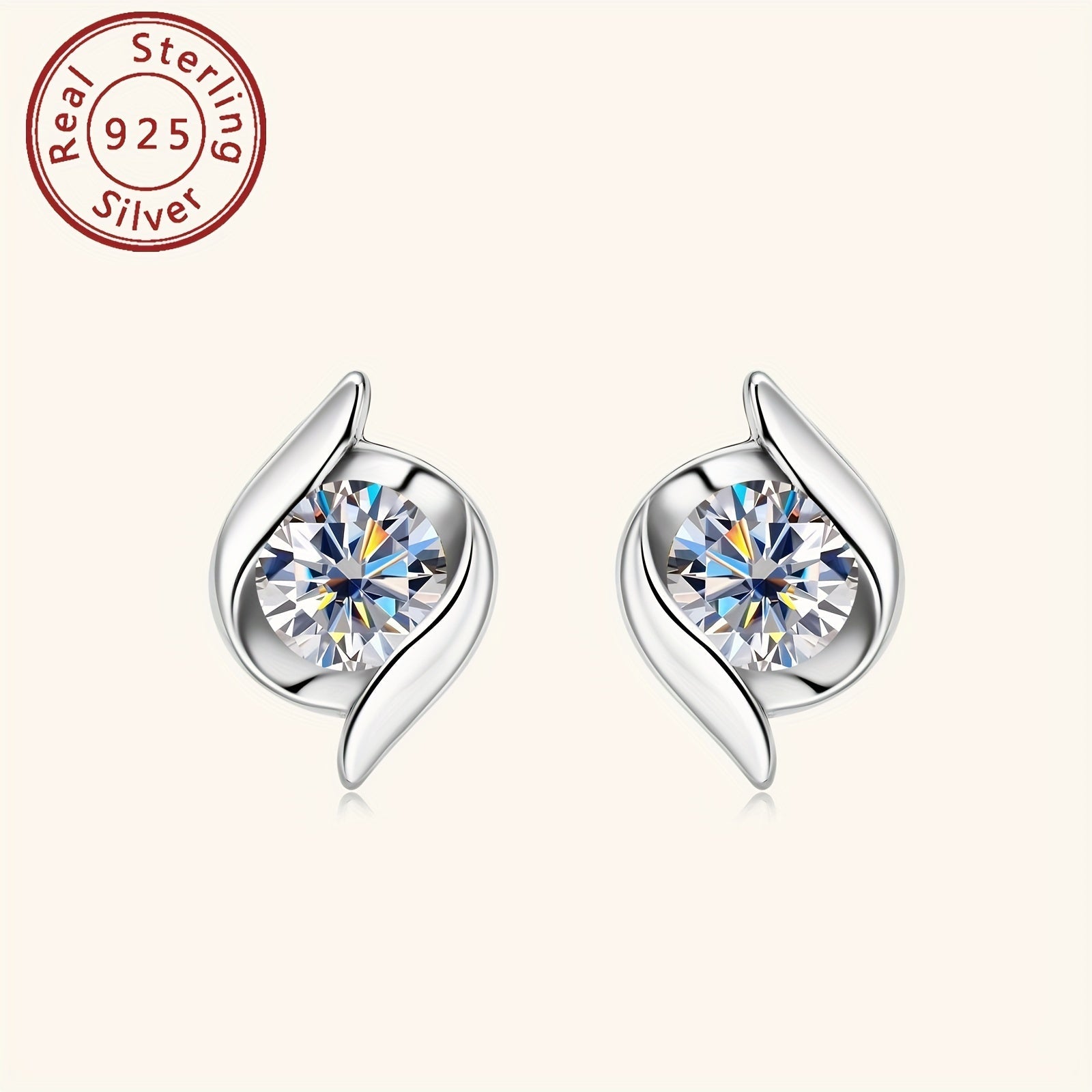 Sterling Silver 14K Gold Plated Infinity Twist Stud Earrings with Moissanite 5mm