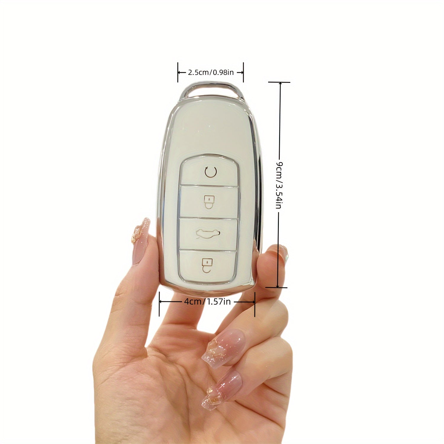 Car Key Case TPU Remote Cover for 4-Button Keyless Entry Durable Black