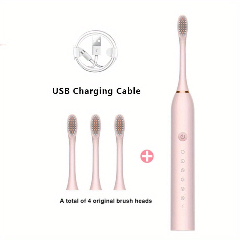 Rechargeable Sonic Electric Toothbrush with 6 Modes and Replaceable Brush Heads