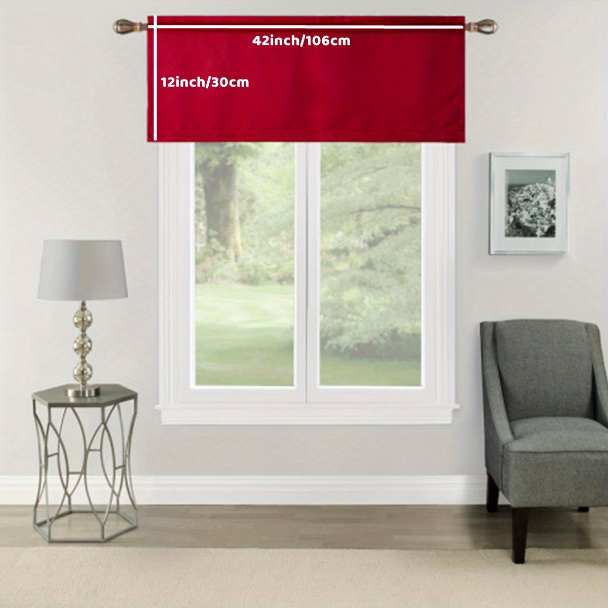 Solid Rod Pocket Valance Curtain with Rod Cover for Kitchen Bedroom Bathroom