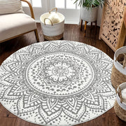 Bohemian Flower Round Carpet Rug Non-slip Indoor Living Room Bedroom Decor