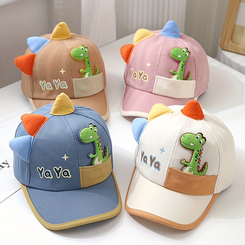 Kids Boys Baseball Cap with Cartoon Dinosaur Sun Protection for 1-3 Years