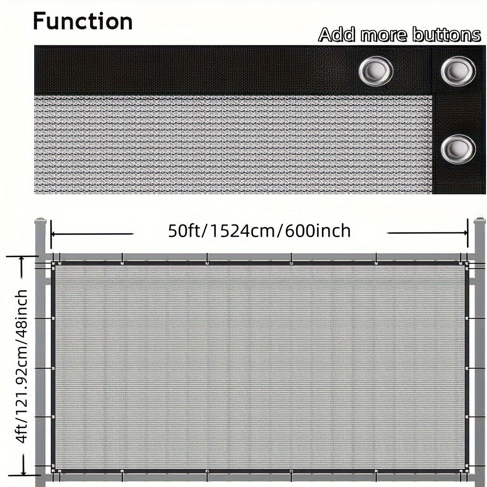 150GSM Gray Privacy Fence Screen for Outdoor Balcony Yard Pool Porch Windproof with Zip Ties