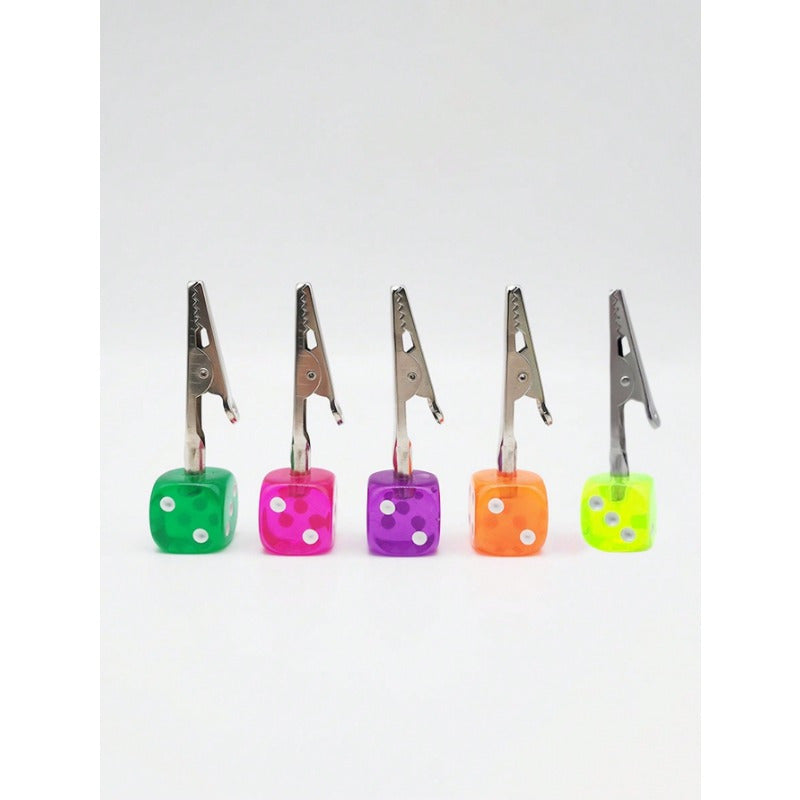 Multicolor Acrylic Dice-Shaped Paper Clip for Office and Tobacco Use
