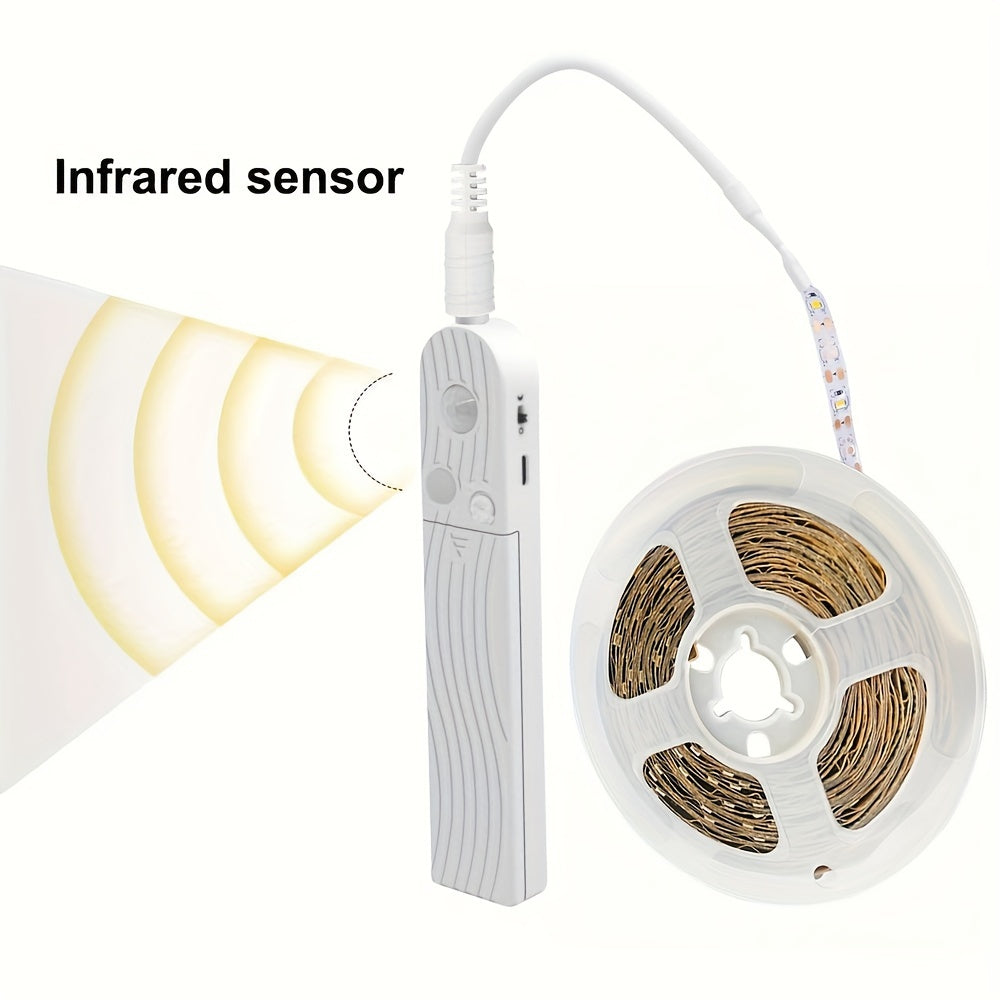 Motion Sensing LED Light Strips 99.97cm-5m Battery Powered White Indoor