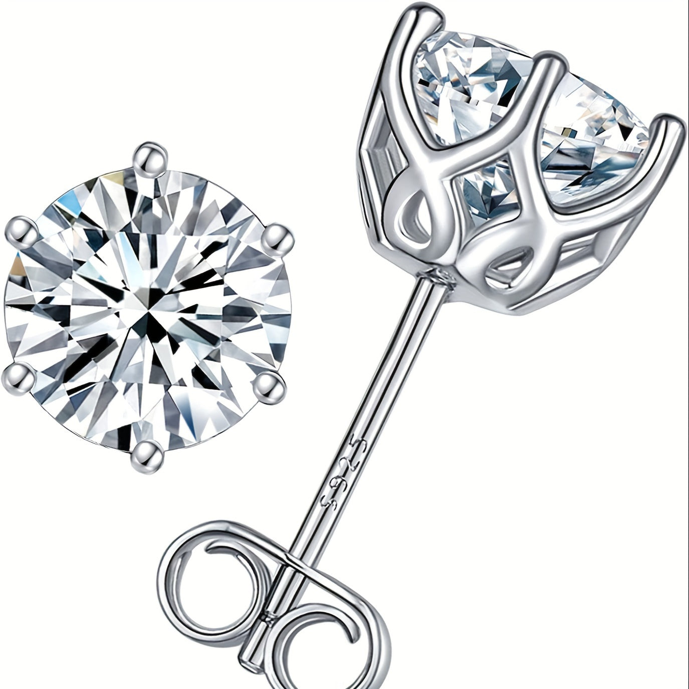 Niche dizaynli nafis quloq teshish zargarlik bezaklari - 925 sterling kumush Moissanite stud bilaguzuklari 0.5/1/2ct o'lchamlarida mavjud