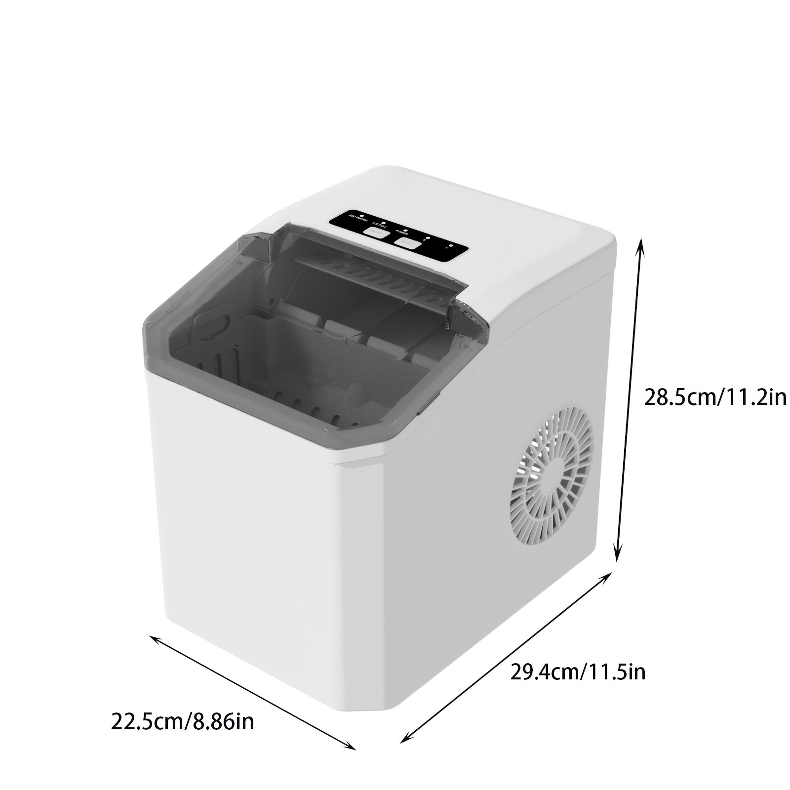 Countertop Ice Maker Black White Produces Nugget Ice 15.88kg/24h