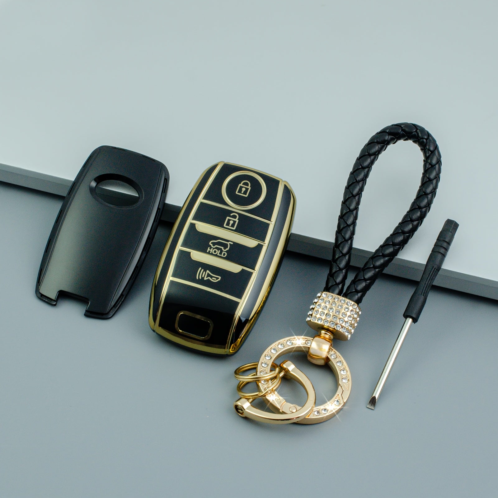 Universal TPU Car Key Case Cover with Keychain for Kia Models