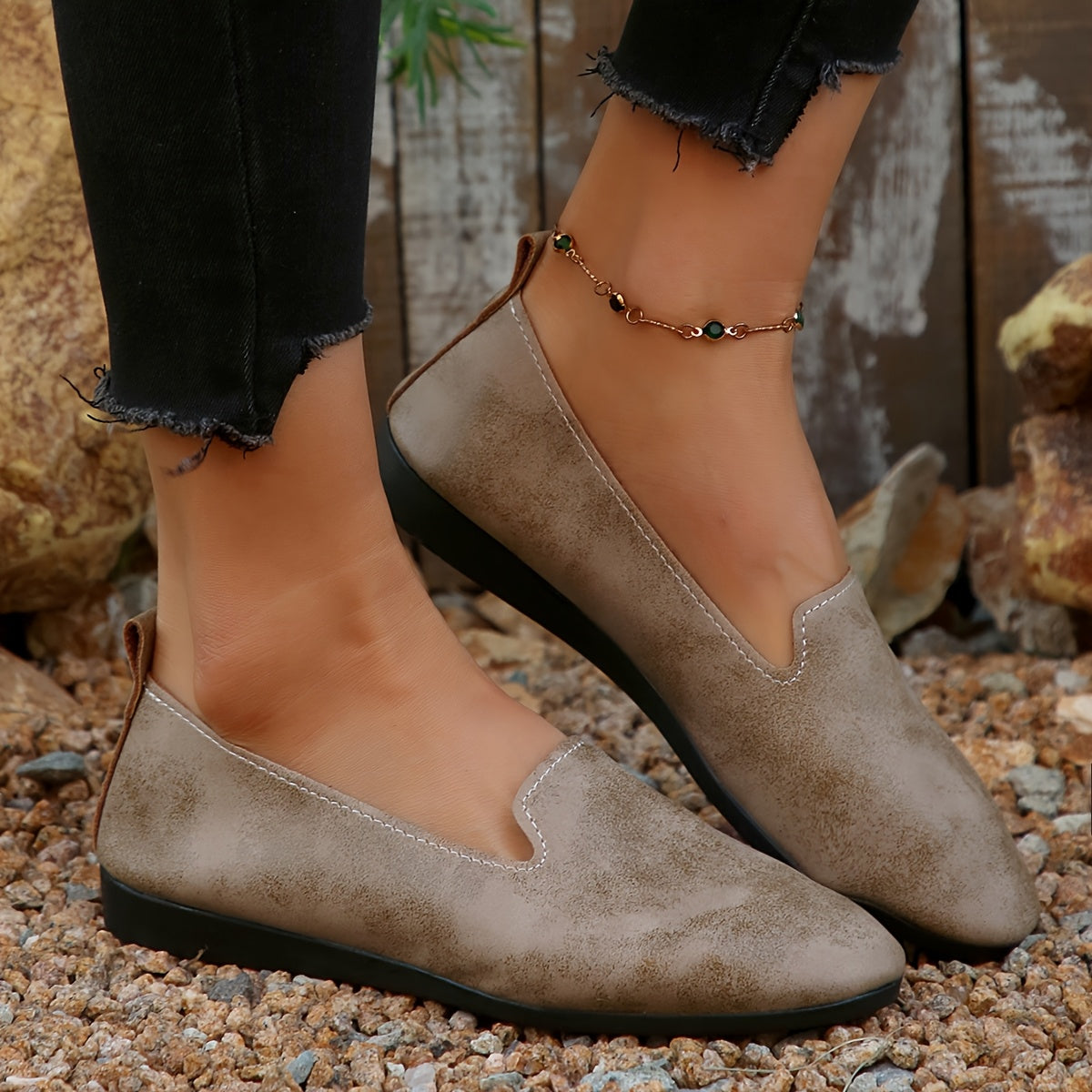 Women's Mary Jane Slip-On Shoes Faux Cover Breathable Fabric Rubber Sole