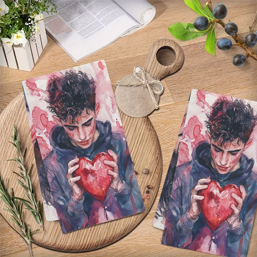 Set Of 2 Ultra-Soft Absorbent Kitchen Towels 40x60cm for Holiday Decoration