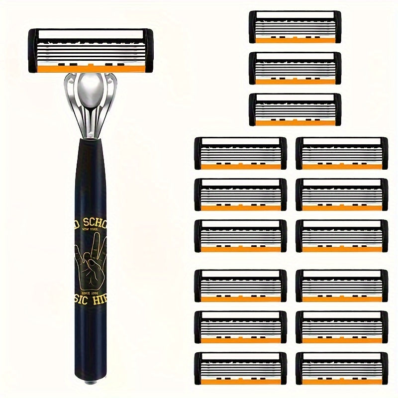 Men's Stainless Steel Safety Razor Set with Sharp Blades for Close Shave