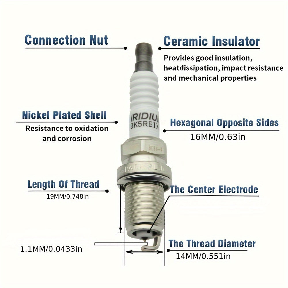 4 Pack Spark Plugs BKR5EIX-11 Compatible with Multiple Cars