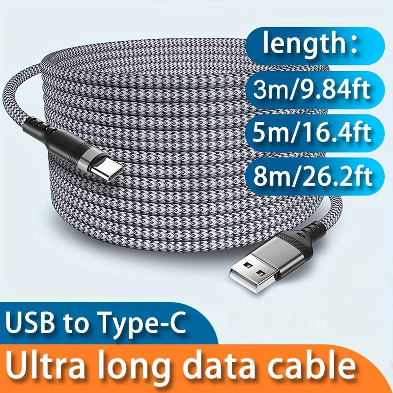 Fabric Flat USB-C Charging Cable 66W 6A Quick Charge for Smartphones and Devices