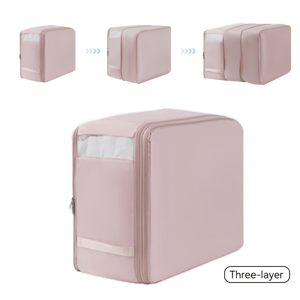 Portable Compression Storage Bag for Travel and Clothing Protection Gray Pink