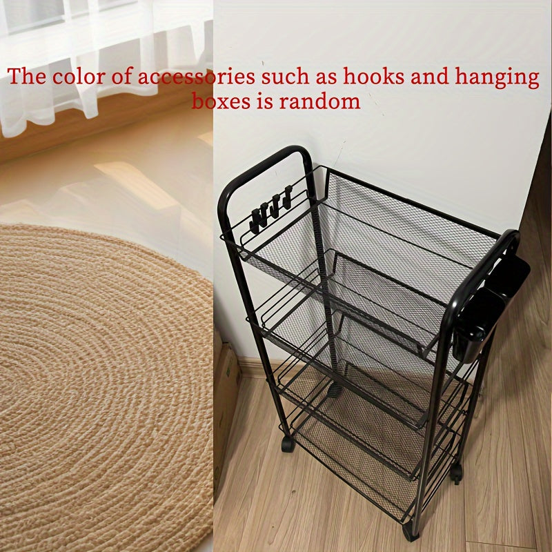 Compact Rolling Storage Cart with Multiple Layers for Bathroom Kitchen Bedroom