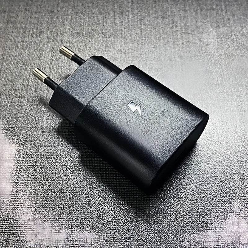 Samsung Galaxy telefonlari uchun USB-C tez zaryadlovchi (S21, S22, S23, S24, Ultra, A54, A53, A34) Evropa standartidagi ulagich bilan. Umumiy quvvat adapteri, ayolga ayol ulanishi va Type C ni o'z ichiga oladi.