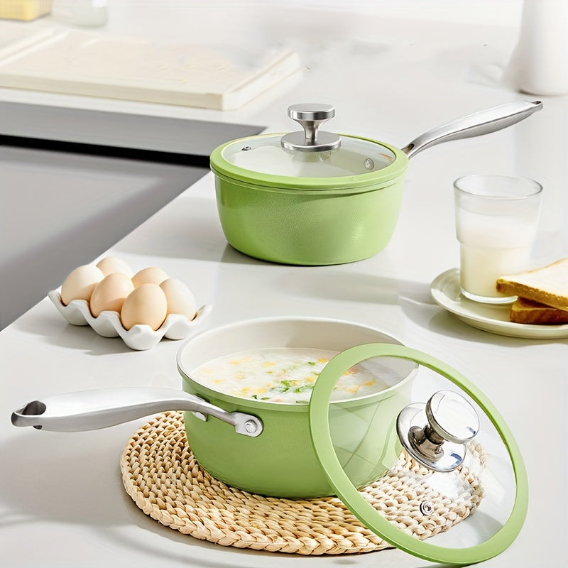 Cast Iron Soup Pot with Lid, Non-Stick, Green, Multi-Use Cookware