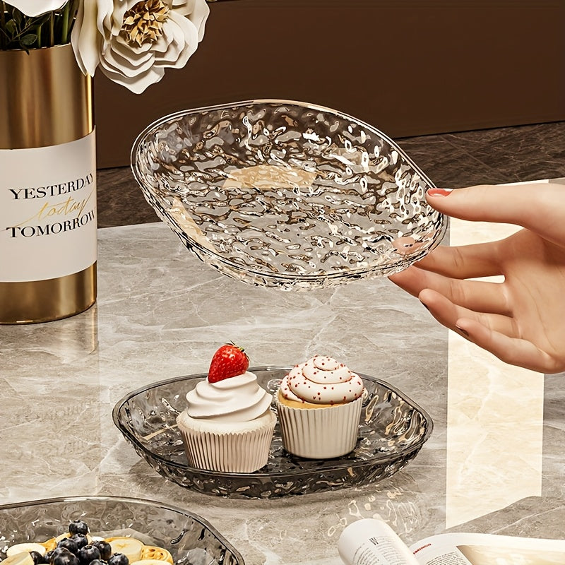 Set of 6 Square Water Ripple Plastic Serving Trays for Snacks Fruits Desserts