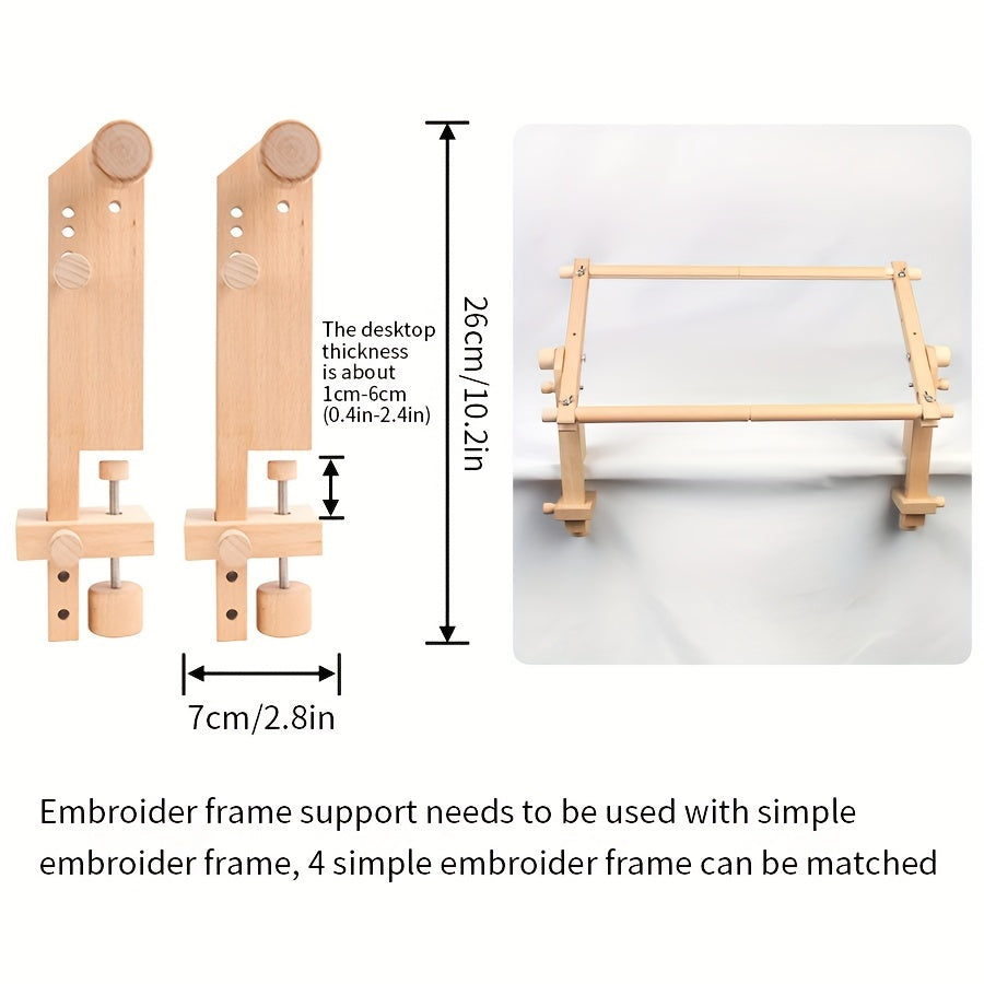 Portable Beech Wood Embroidery Stand for Cross Stitch Sewing with Detachable Clip
