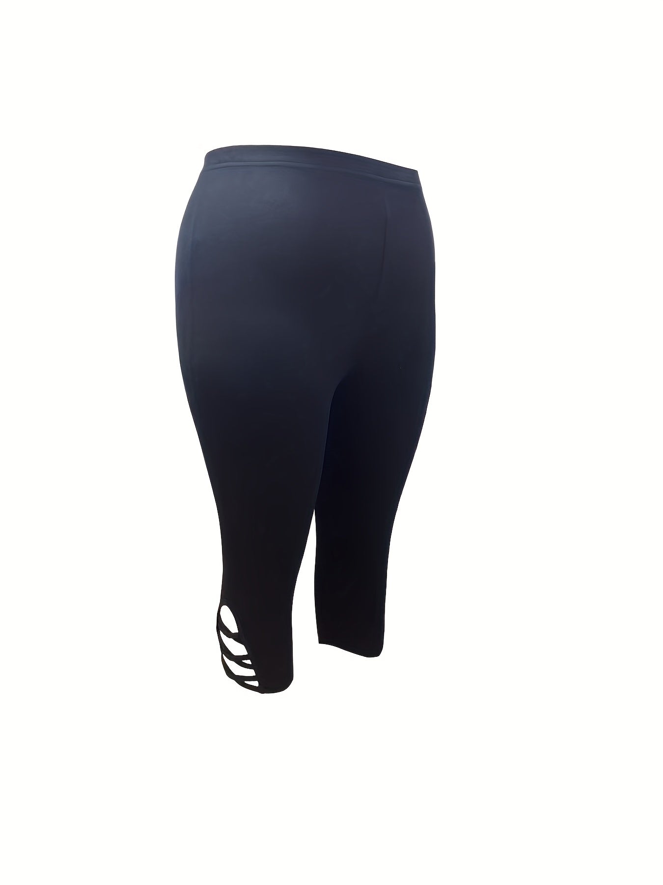 Women's High-Waisted Black Capri Pants Stretchy Polyester All-Season Casual