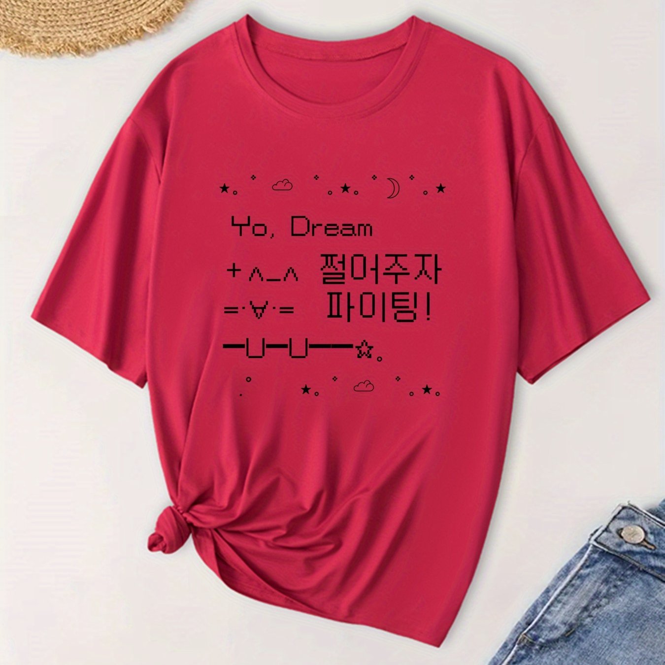 Women's Large Size T-Shirt Breathable Polyester Graphic Tee Short Sleeve