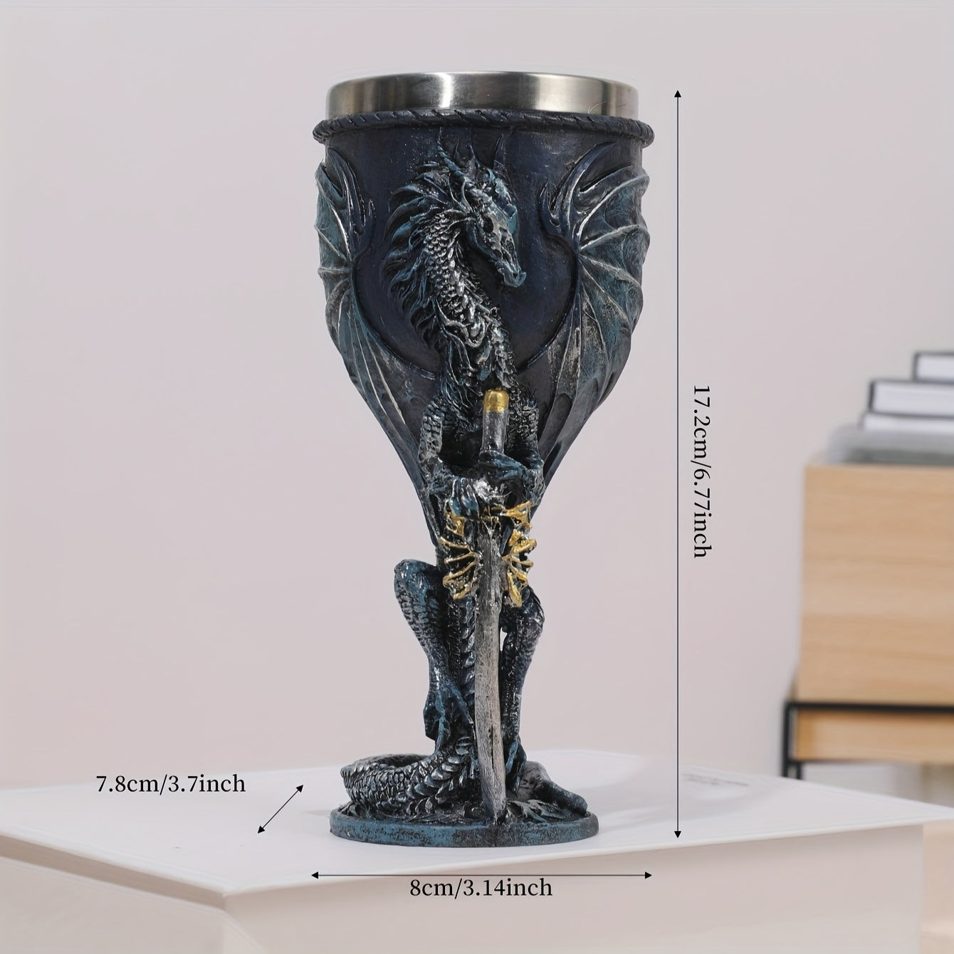 Dragon Sword Cup 200ml Resin Stainless Steel Gothic Drinkware for Parties and Home Decor