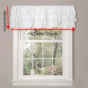 White Farmhouse Valance Curtain Tier with Ruffle Details for Kitchen Windows