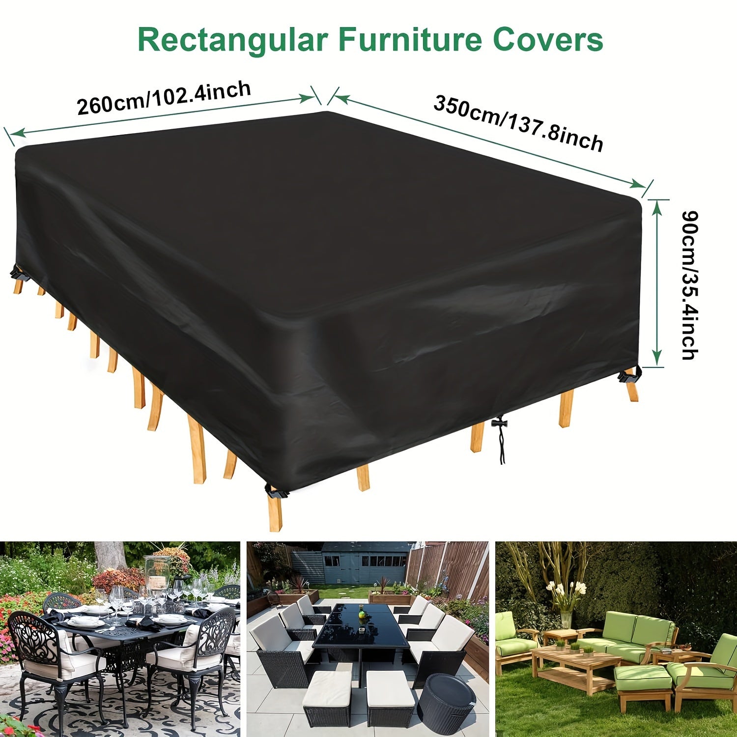 Rectangular Garden Furniture Cover Waterproof Oxford Fabric for Outdoor Patio Rattan