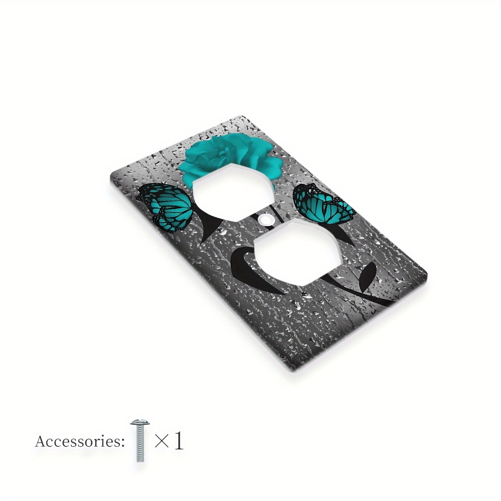 Teal Rose Flower Wall Plate for Light Switch No Electricity Needed Easy to Clean Home Decor Single or Double Gang