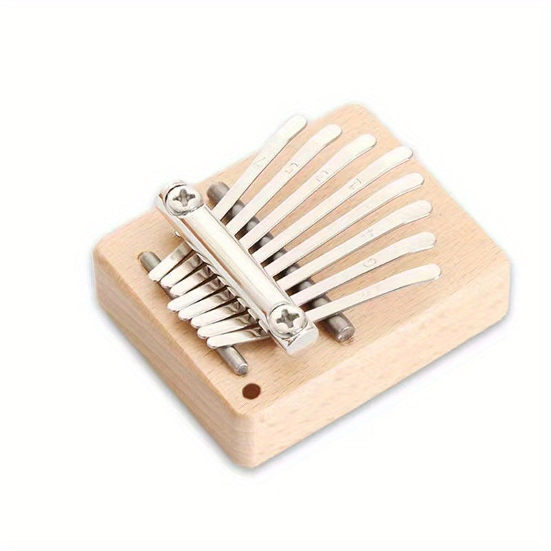 Mini Kalimba Thumb Piano for Beginners and Music Lovers Light Brown Wood 8 Keys Gift for Eid Al-Adha