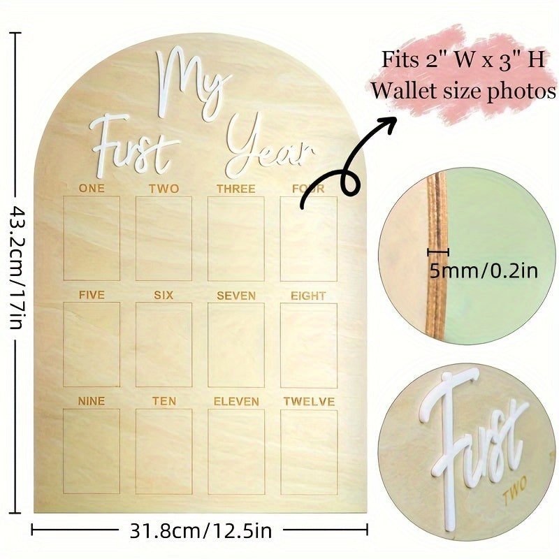 Wooden Milestone Photo Frame for Baby First Birthday Nursery Decoration