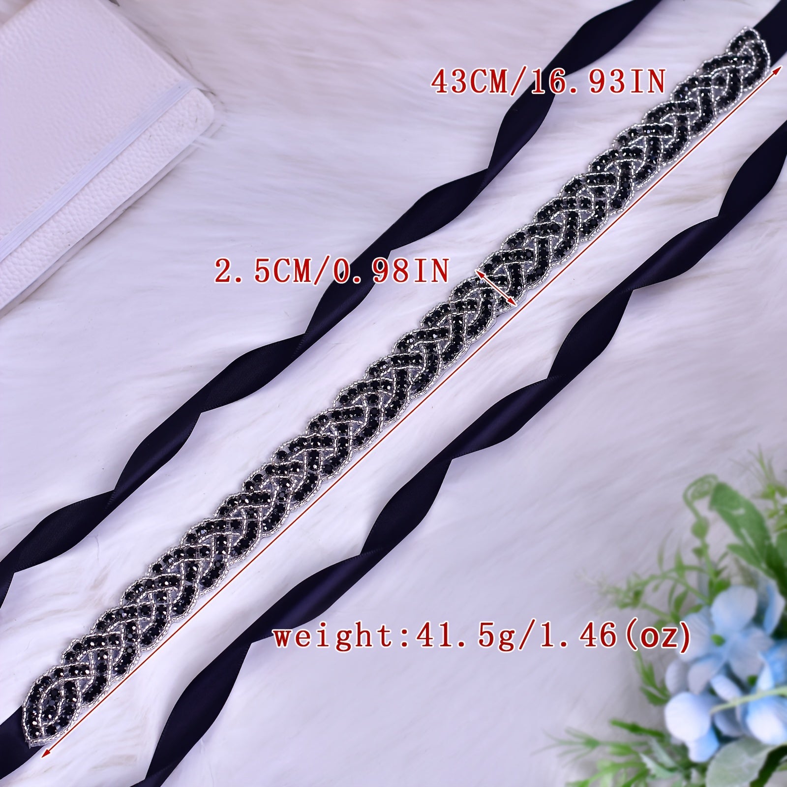 Ayollar uchun qora rhinestone belbog' to'y kechasi va kiyim uchun