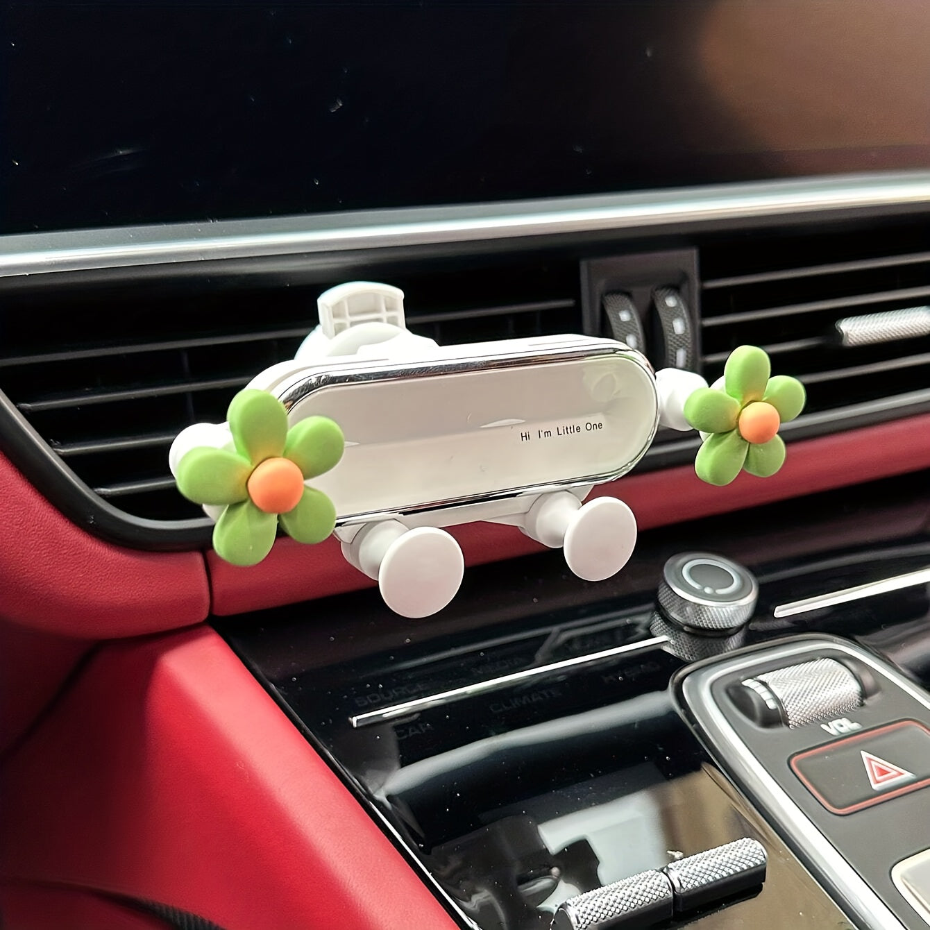 Car Mirror Phone Holder Crystal Flower Shape Adjustable Vent Mount Durable Detachable