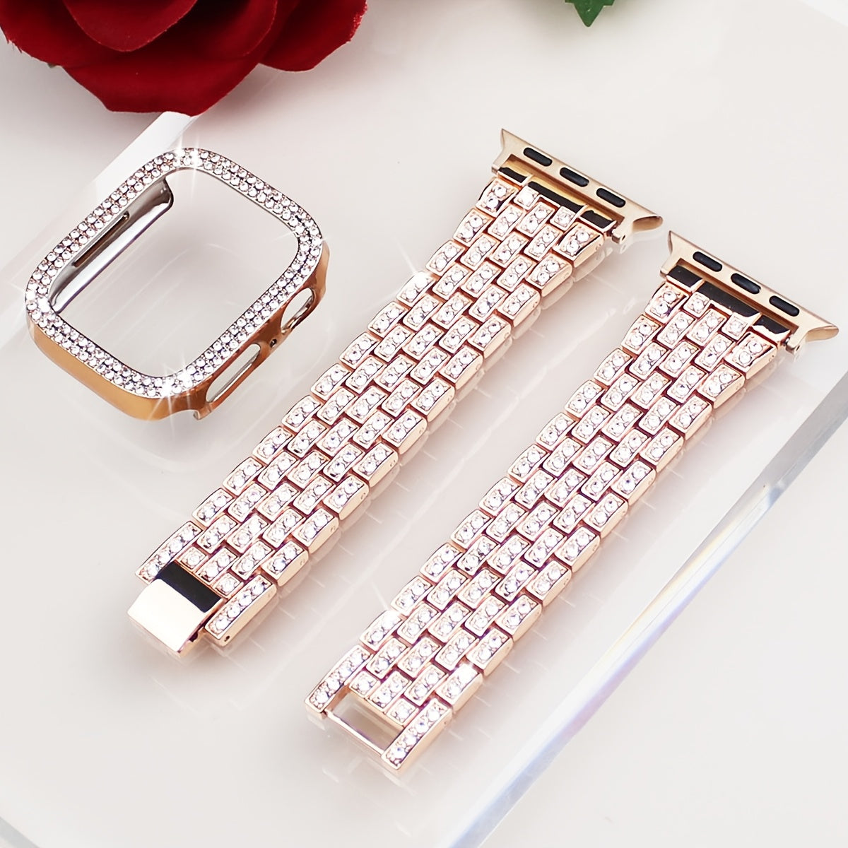 Women's Rhinestone Watch Band with Protective Case for Apple Watch 40mm 45mm