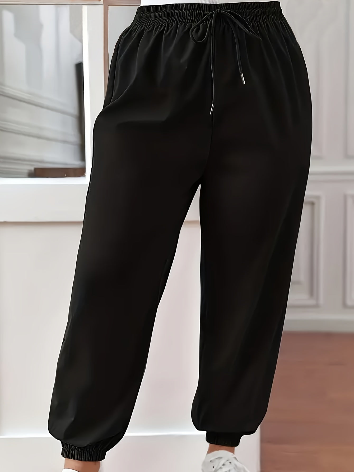 Pantalones joggers ajustados de talla grande para mujer, pantalones casuales con cordón para primavera y verano