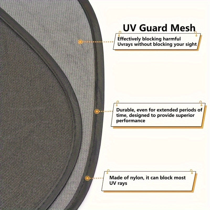 2 piezas de protectores solares para coche, malla negra, bloqueadores laterales de sol, cubiertas de ventanas