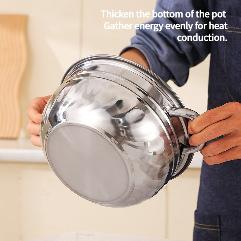 Juego de utensilios de cocina de acero inoxidable de 8 piezas con tapas, olla de sopa de doble asa, esenciales para la cocina