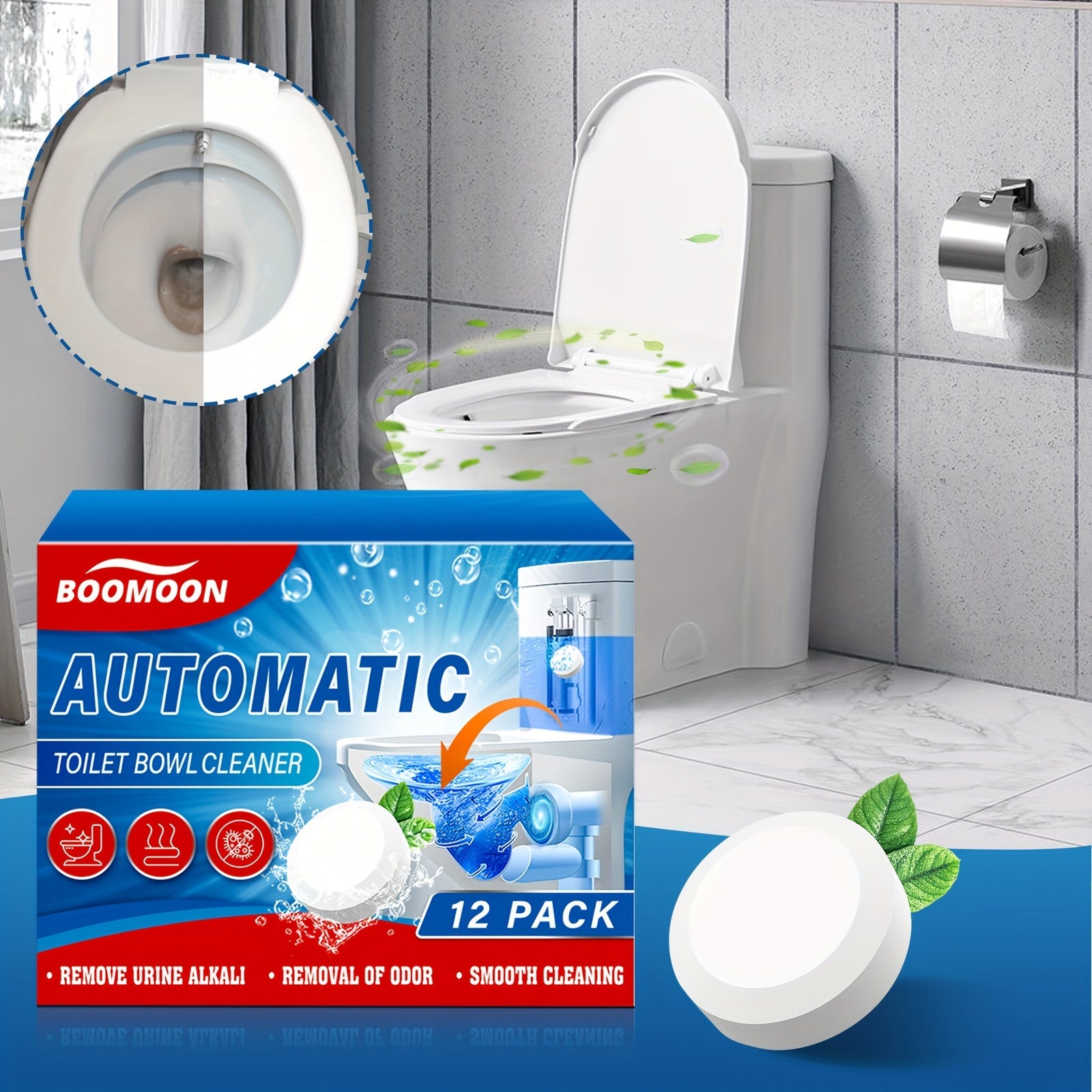 Toilet Cleaning Tablets 12pcs Powerful Decontamination and Deodorization Stain Removal